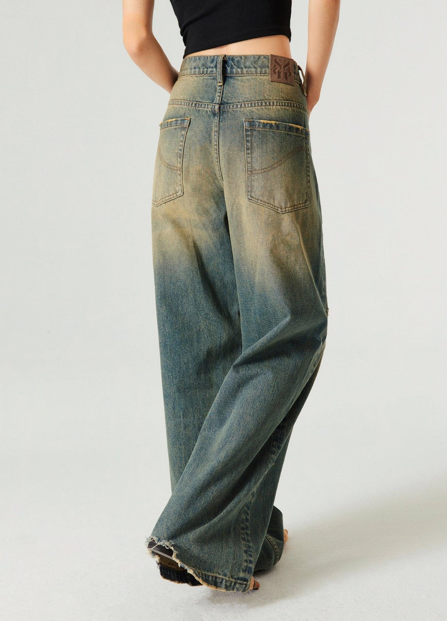 Retro-Inspired Wide Leg Denim Jeans