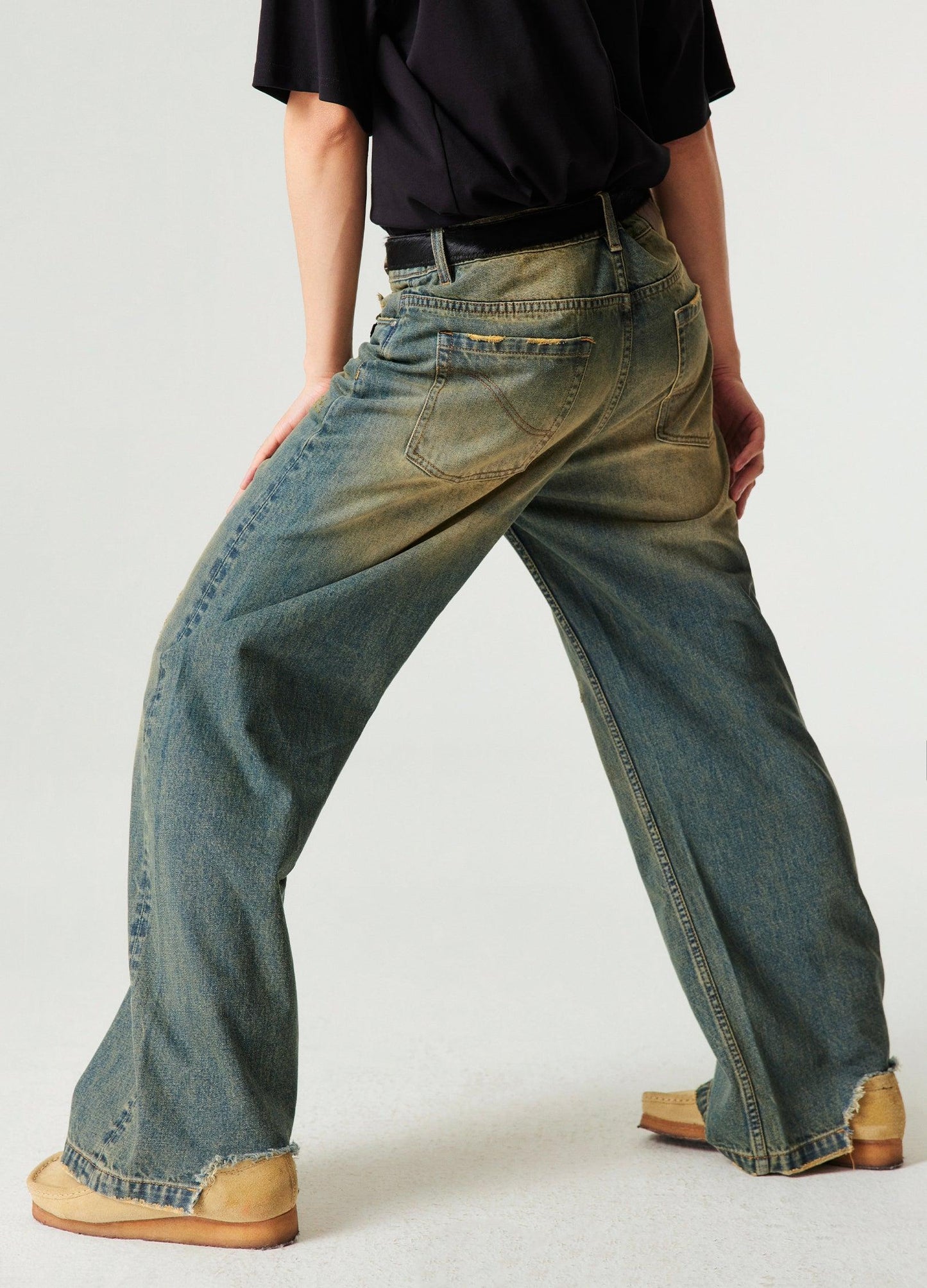 Retro-Inspired Wide Leg Denim Jeans