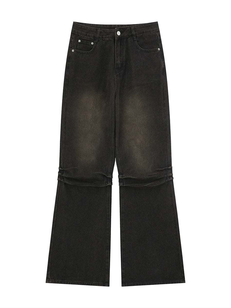 Pleated Wide-Leg Jeans