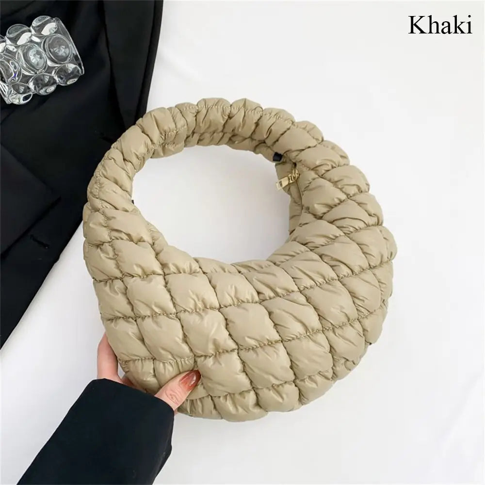 Small Quilted Tote Cotton Padded Shoulder Handbag