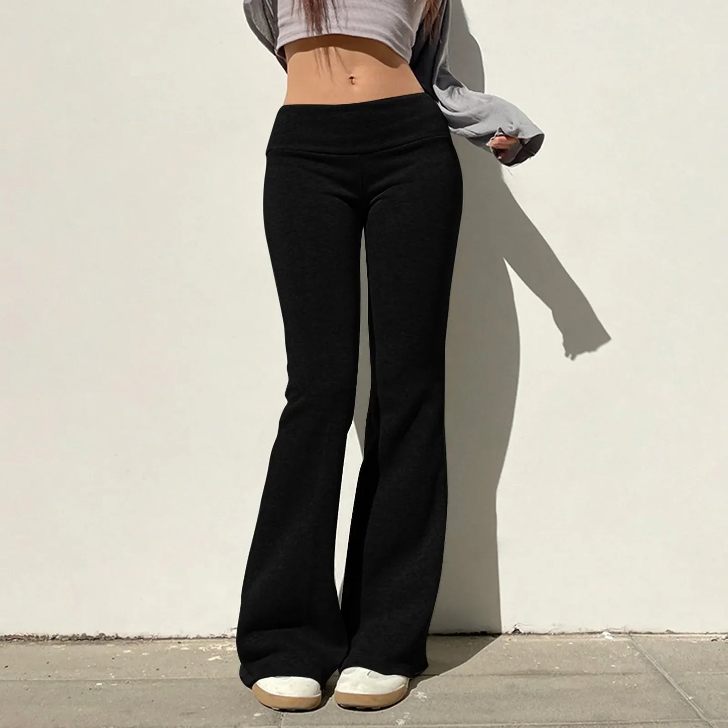 Solid Color Flared Sports Casual Pants