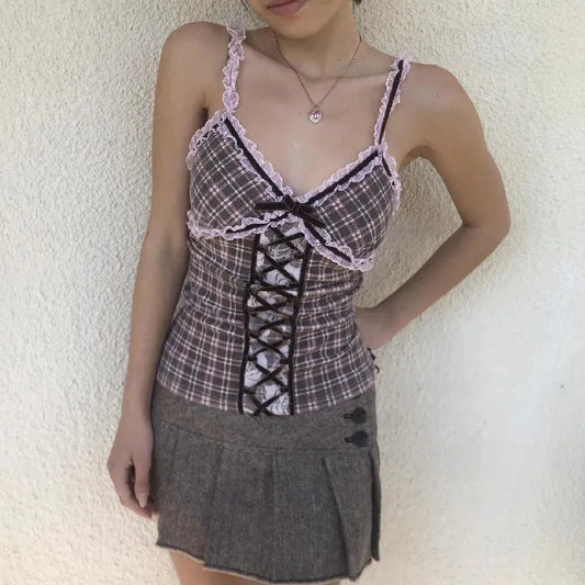 Y2K Plaid Cami Top