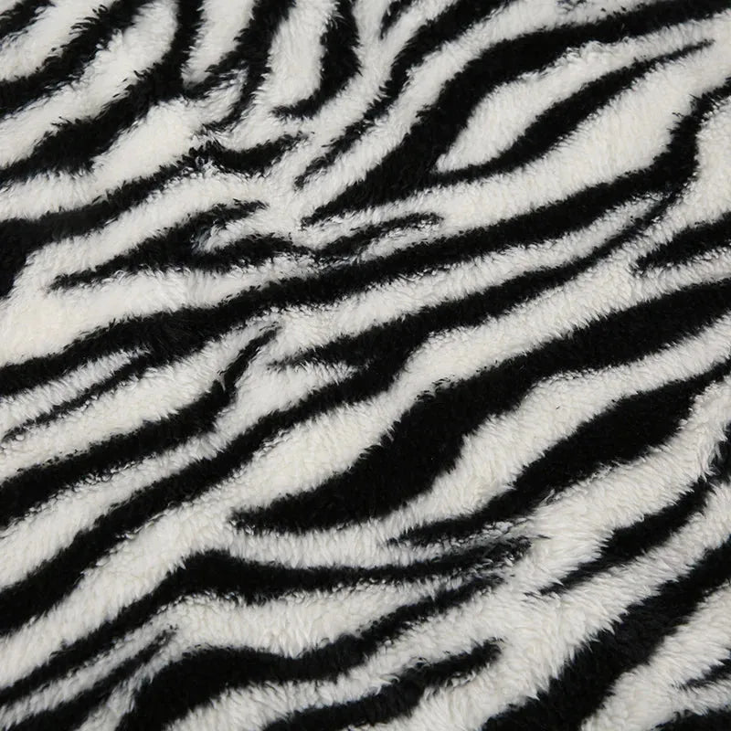 Zebra Fluffy Mini Skirt