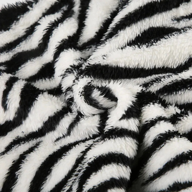 Zebra Fluffy Mini Skirt