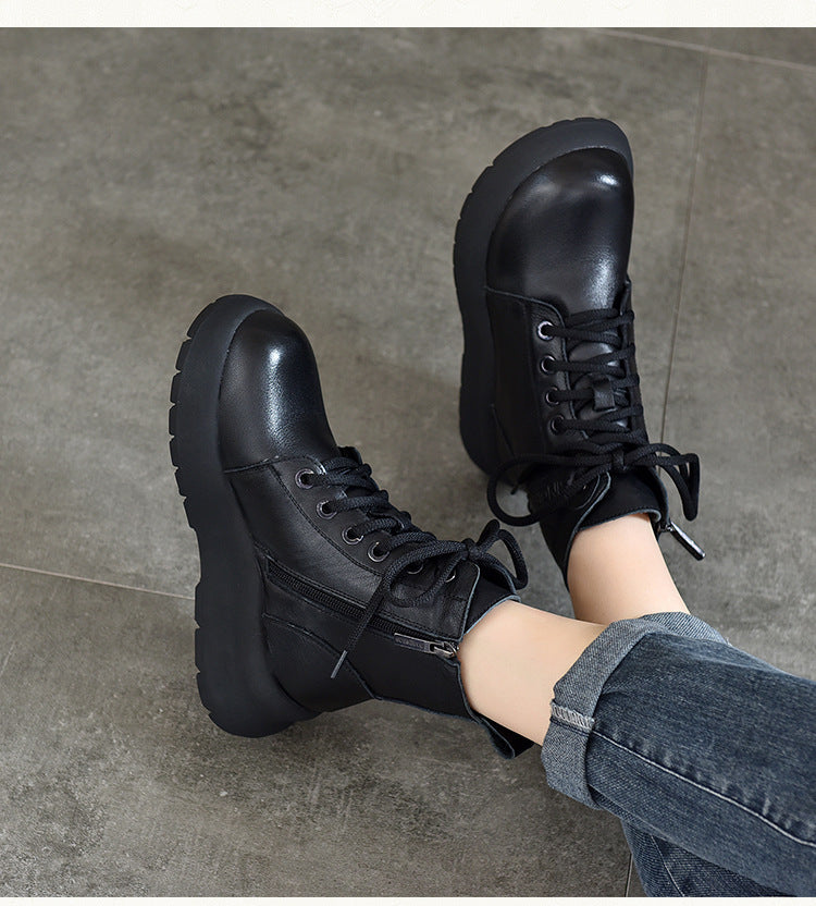 Warm Leather Thick Bottom Martin Boots