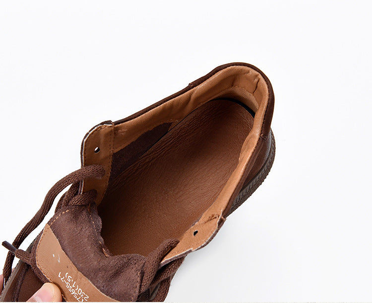 Classic Leather Lace-Up High Top Mid-heel Boots