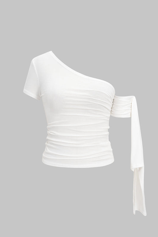 Asymmetrical Shoulder Short Sleeve T-Shirt