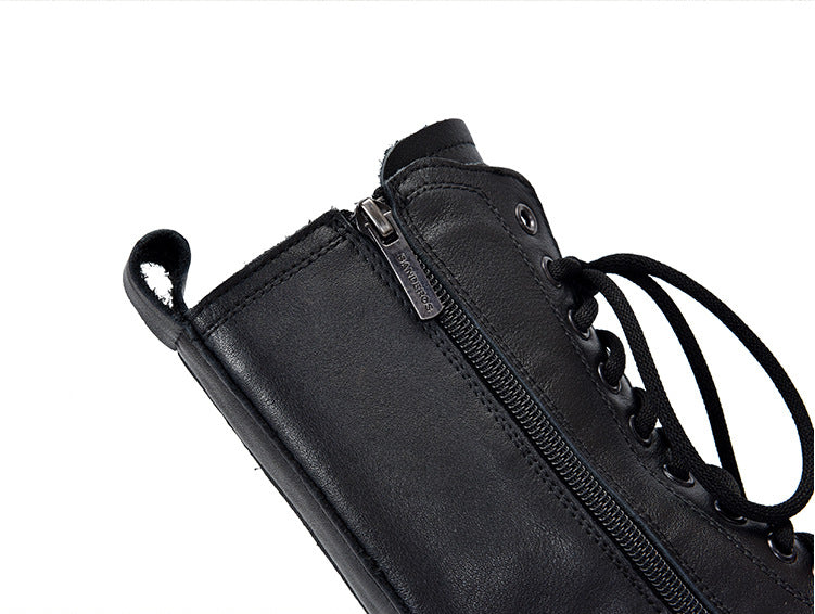 British Style Zipper Thick Bottom Long Boots