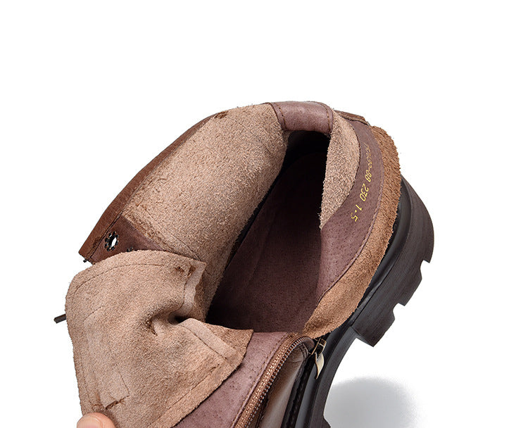 Classic Leather Zipper Thick Bottom Martin Boots