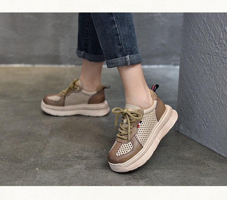 Vintage Hollow Lace-up Leather Sandals