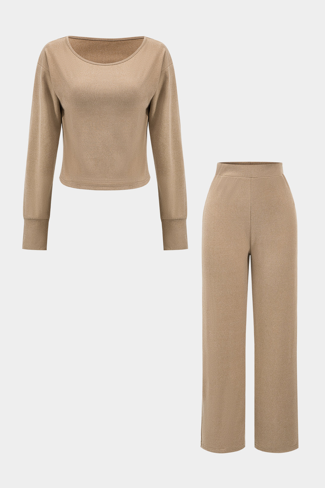 Basic Long Sleeve Top And Trousers Set