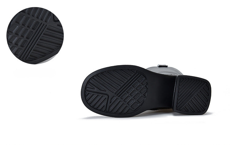 British Style Side Zipper Thick Heel Knight Boots