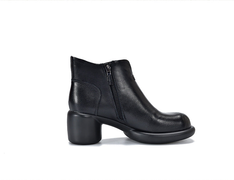 Simple Solid Color High Heel Back Zipper Boots