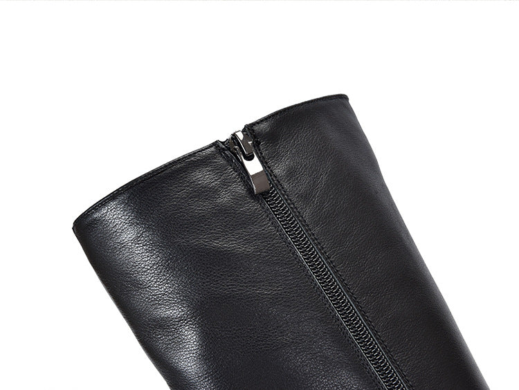 British Style Side Zipper Thick Heel Knight Boots