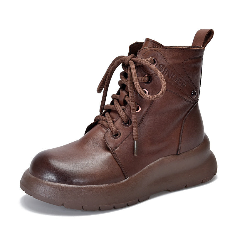 Warm Leather Thick Bottom Martin Boots