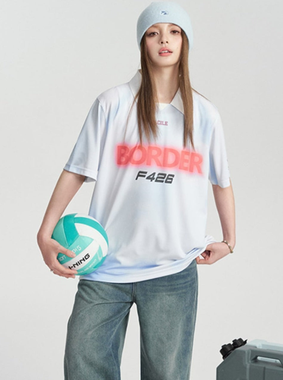 Short Sleeve Tee With Polo Neck