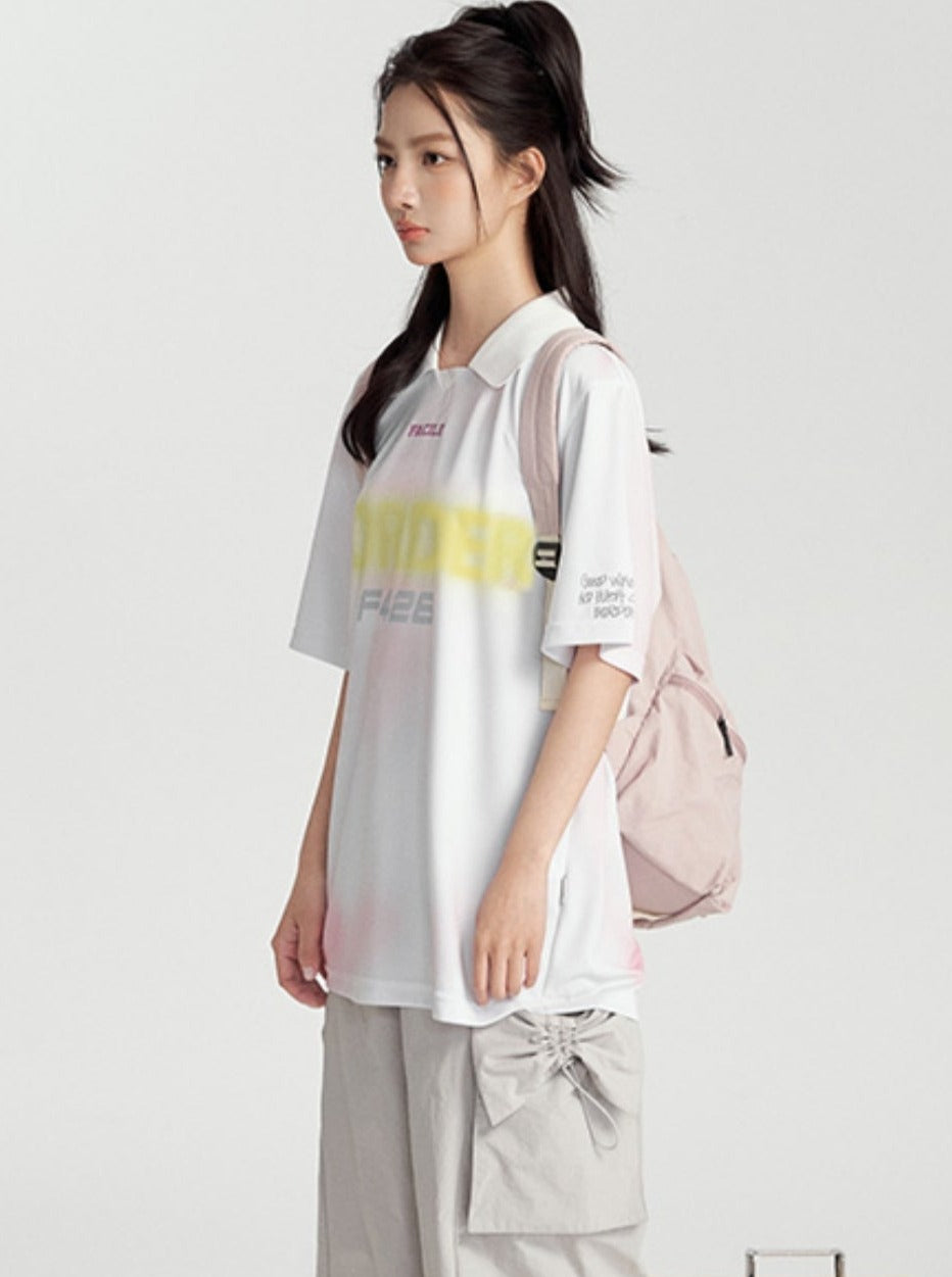 Short Sleeve Tee With Polo Neck