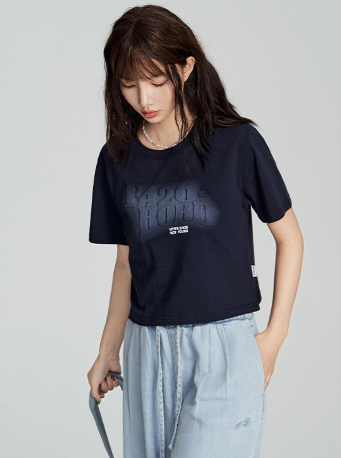 Tee With Embossed Letter Design