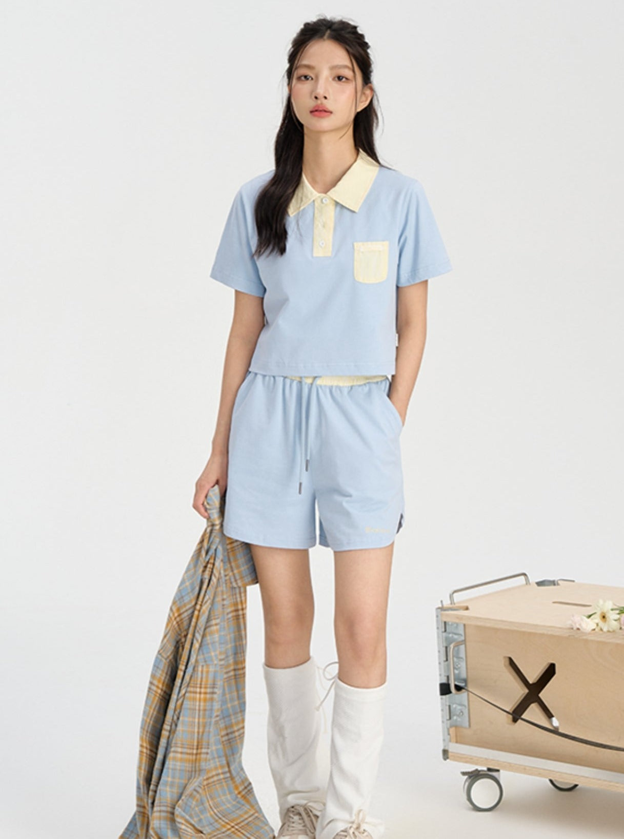 Striped Stitching Shorts