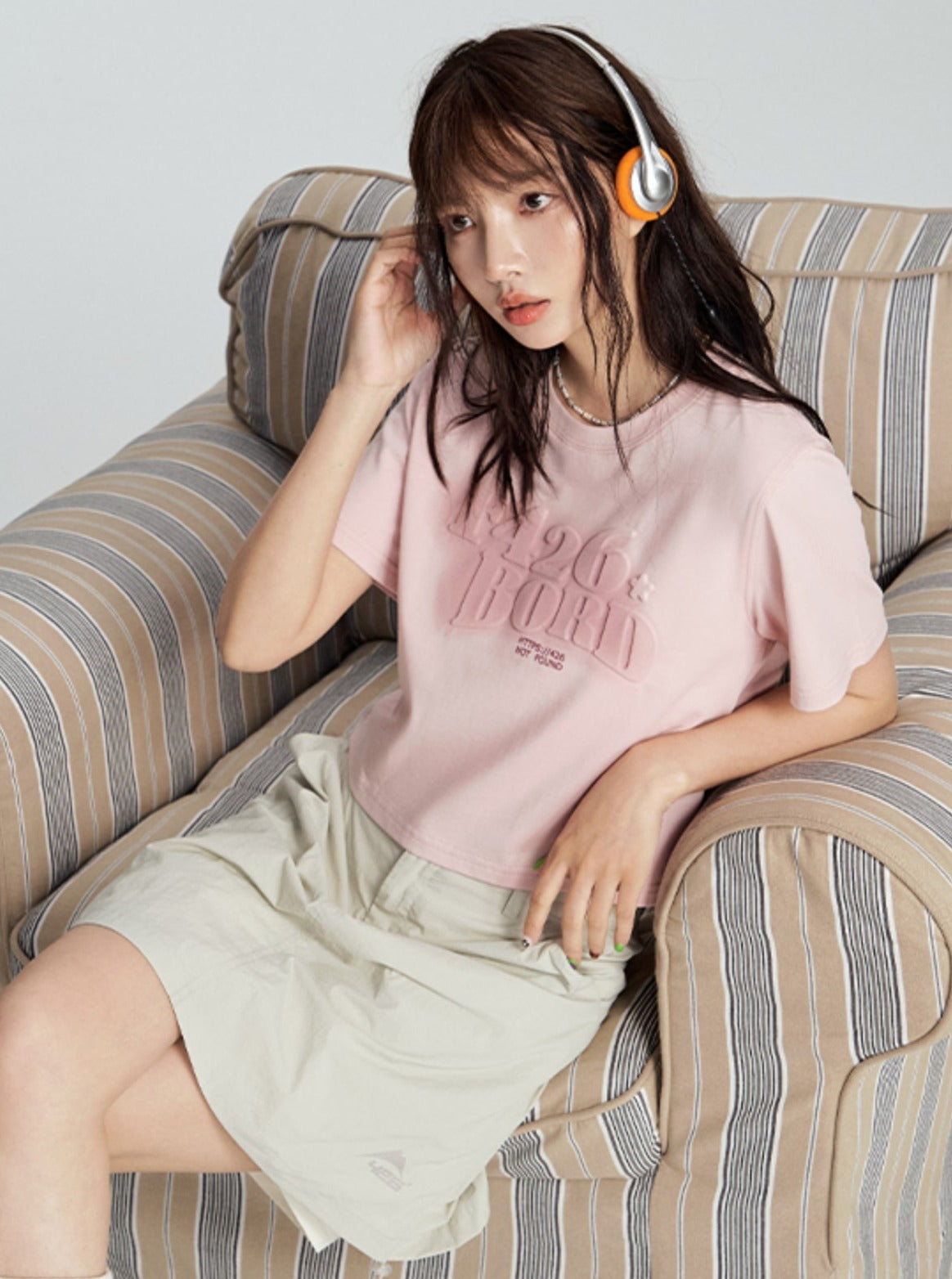 Tee With Embossed Letter Design