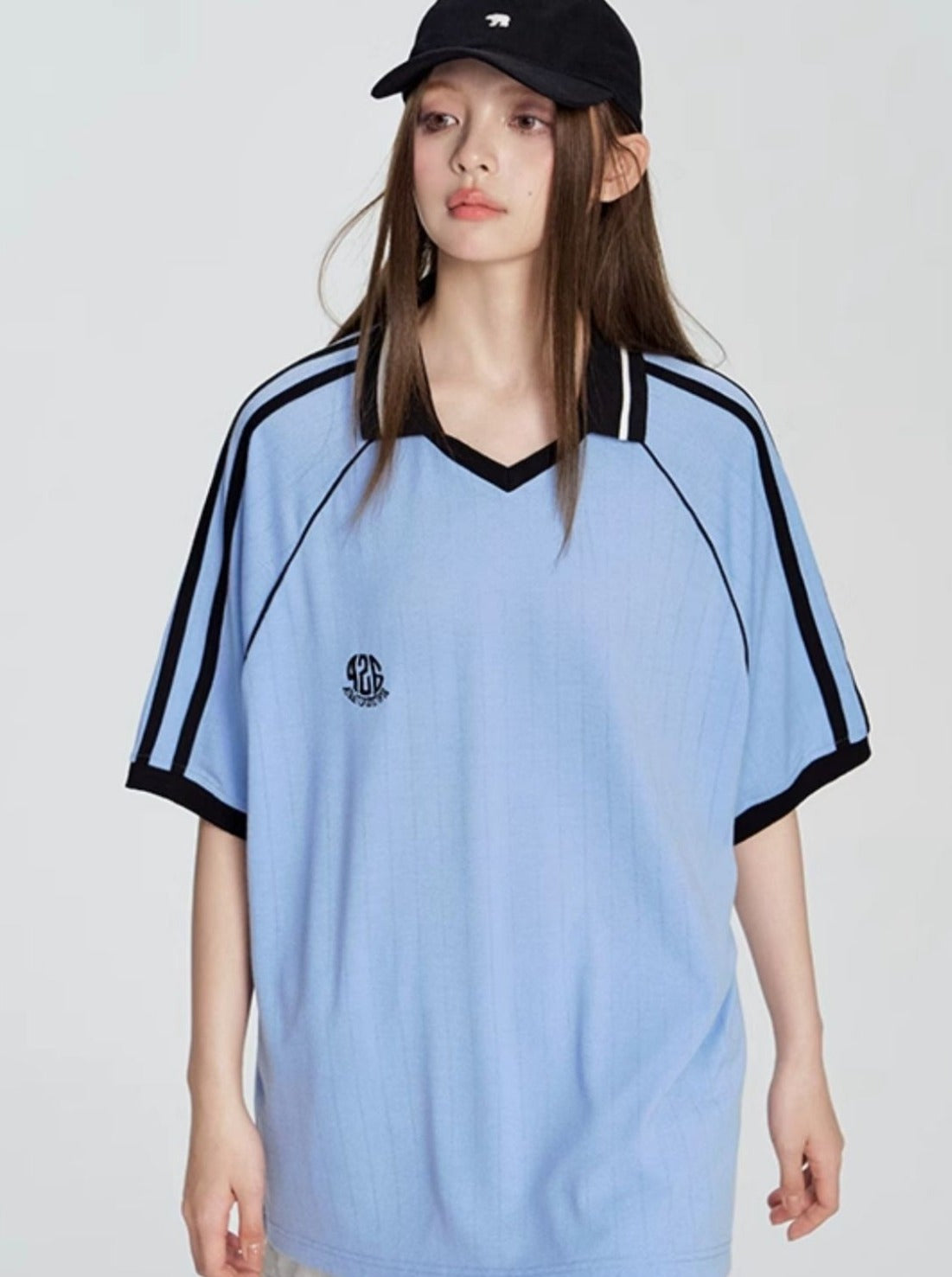 Striped Polo Neck Tee