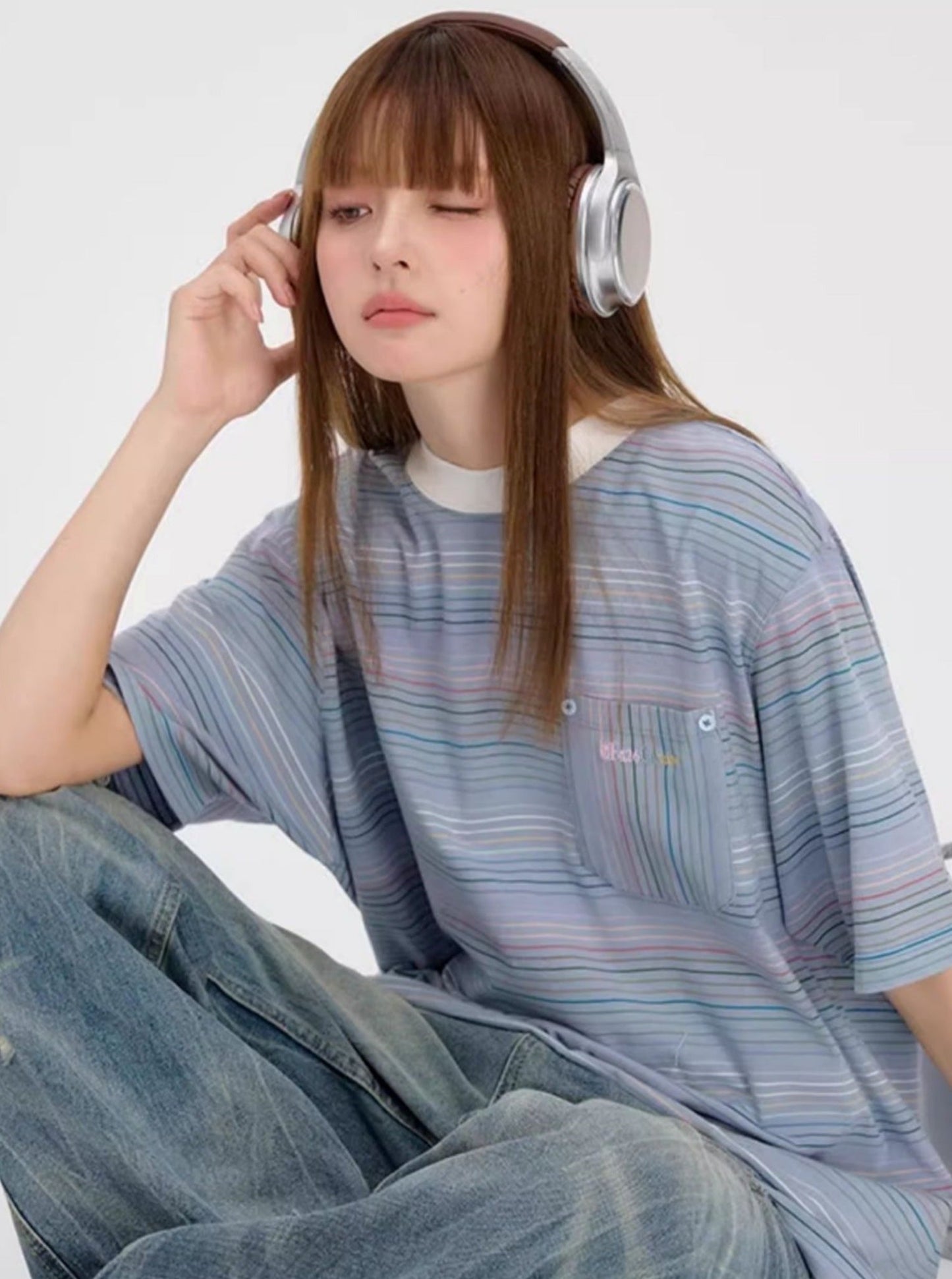 Striped Logo T-Shirt For Summer