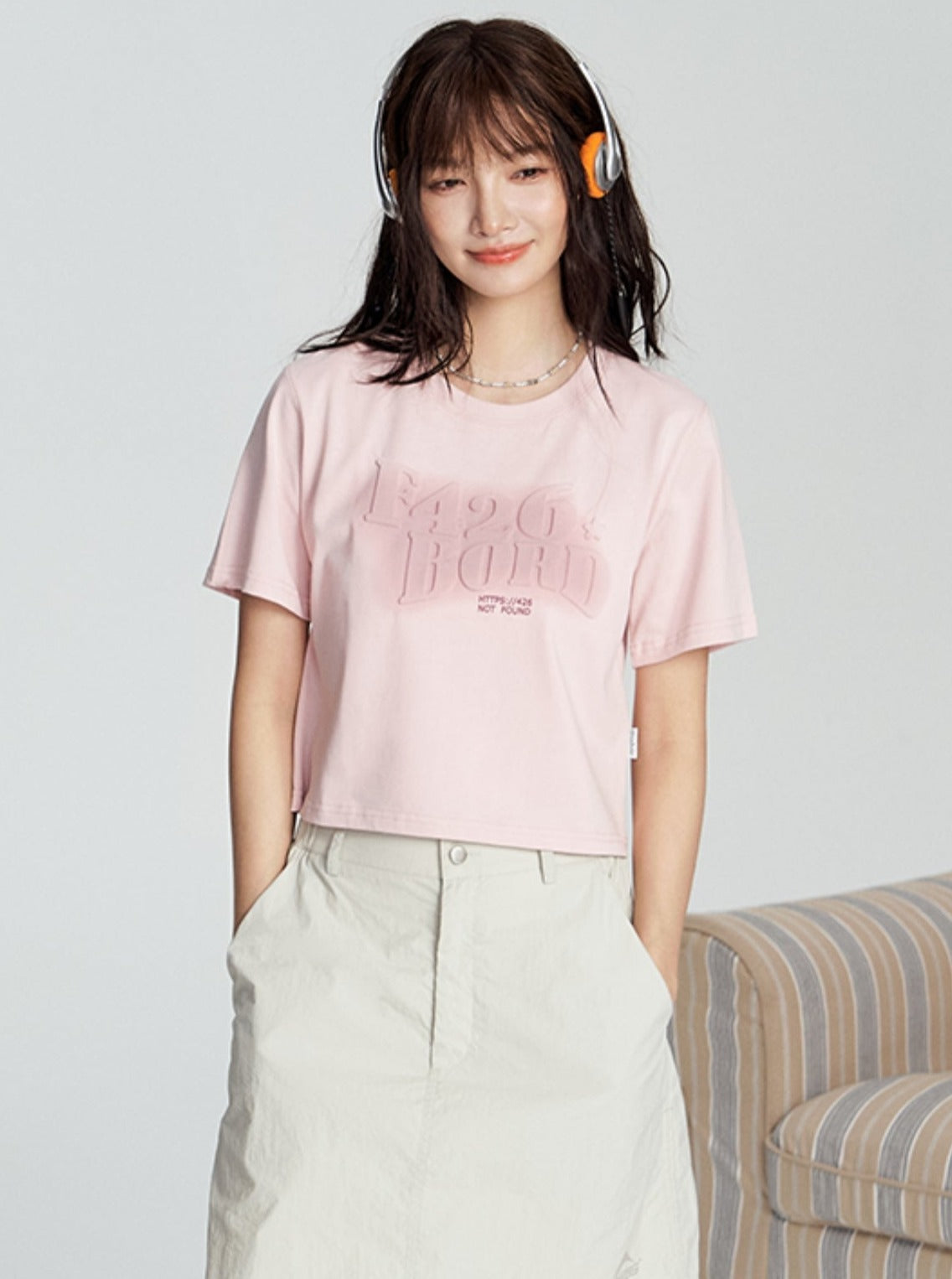 Tee With Embossed Letter Design