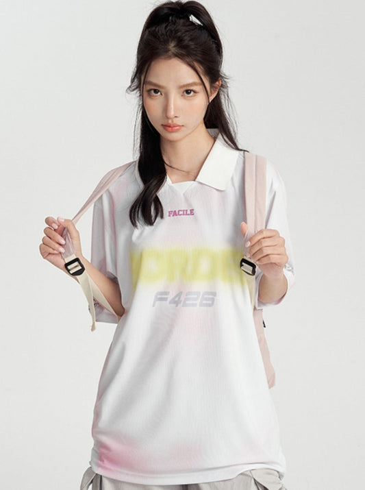 Short Sleeve Tee With Polo Neck