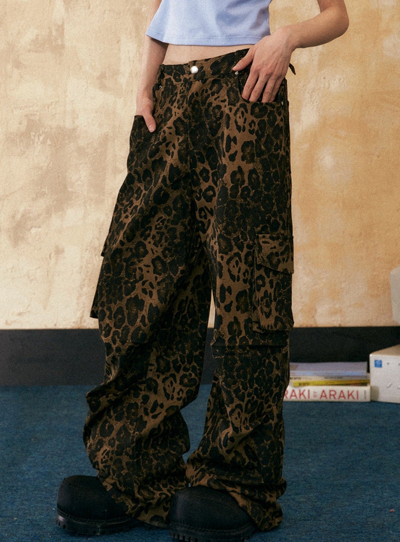 American Retro Leopard Print Casual Pants