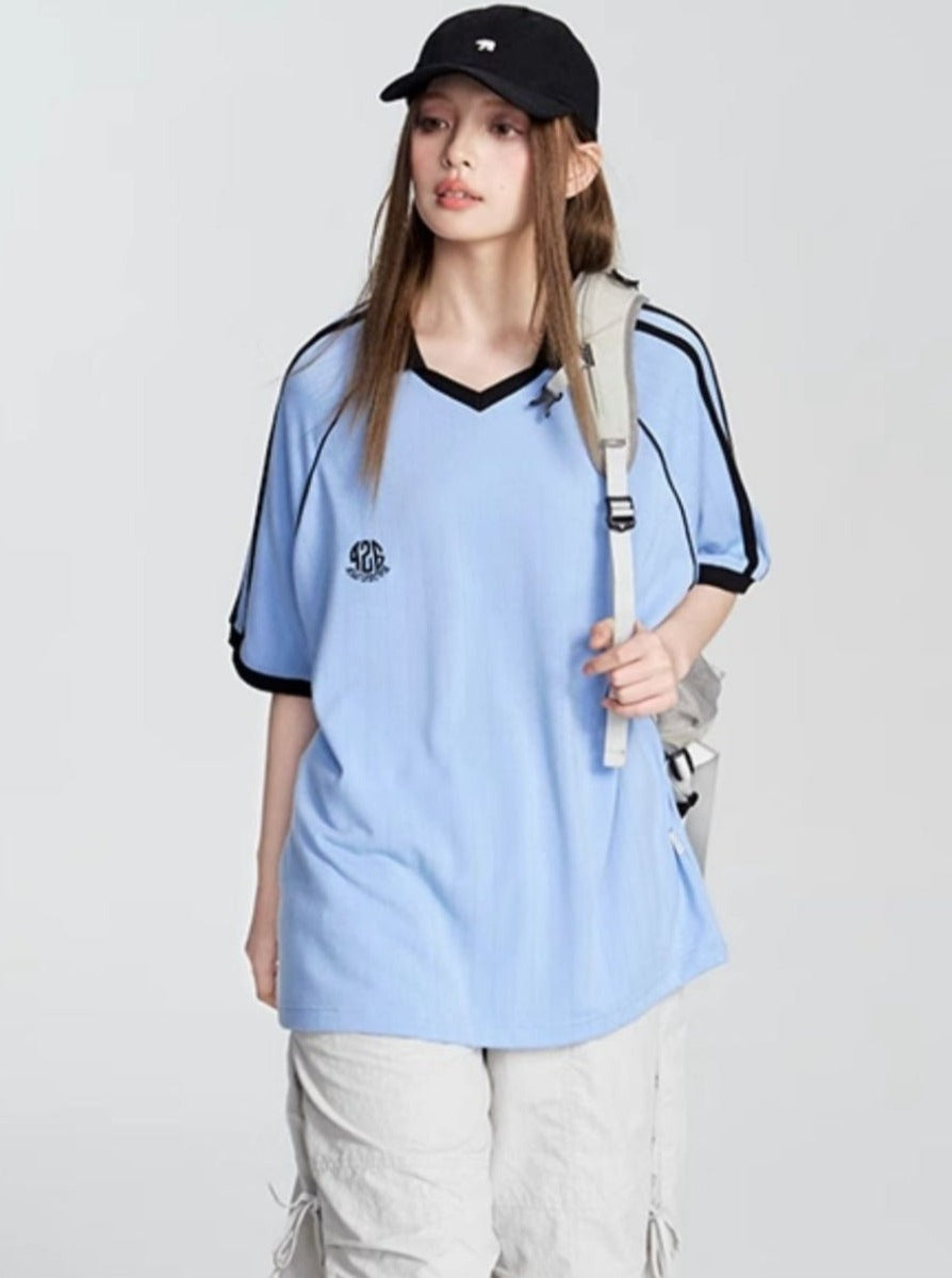 Striped Polo Neck Tee