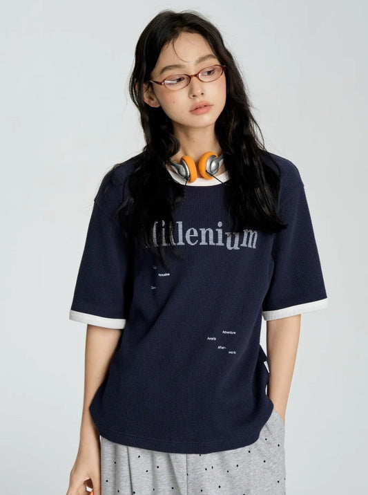 Waffle Knit Shoulder Tee