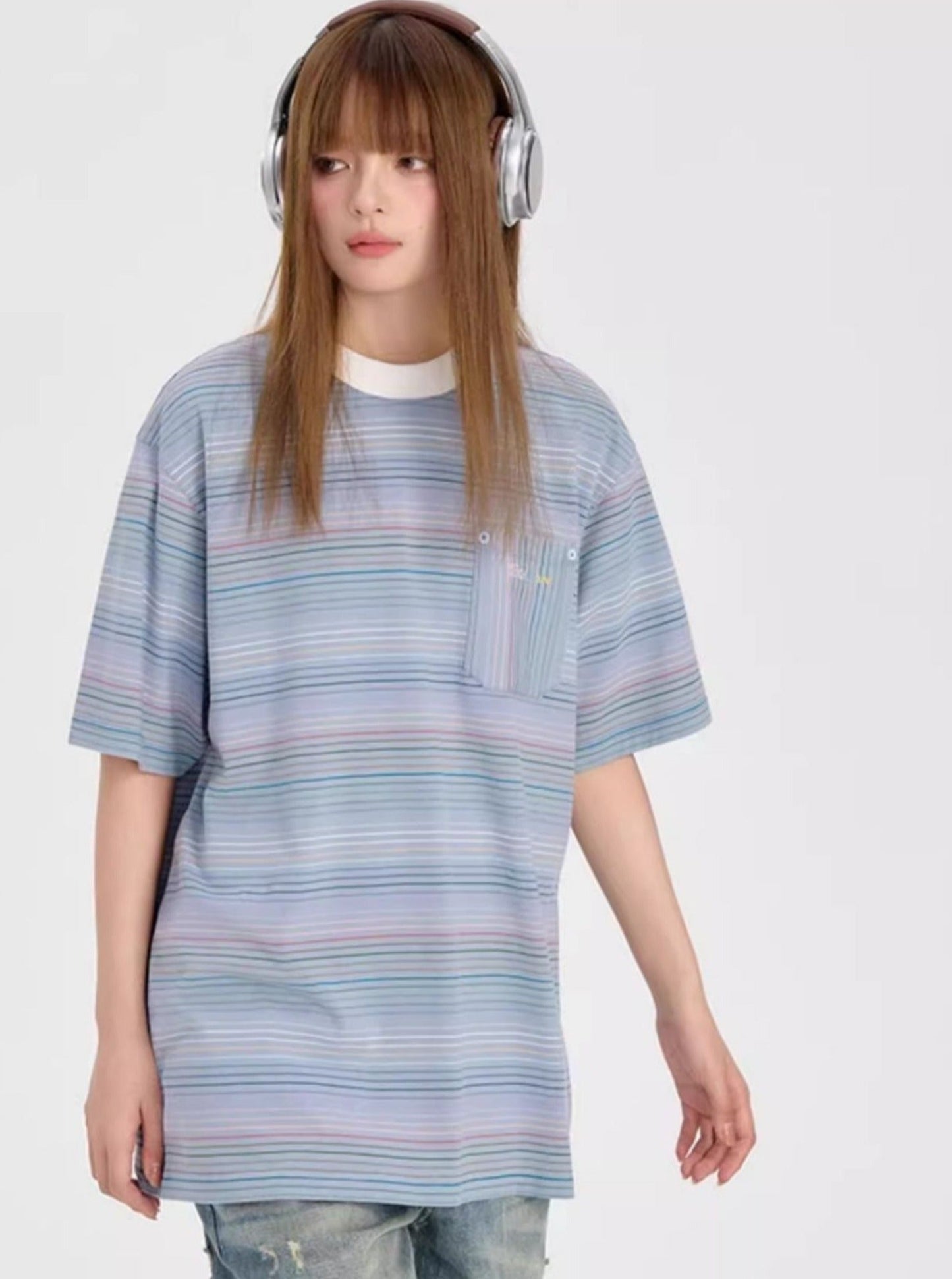 Striped Logo T-Shirt For Summer