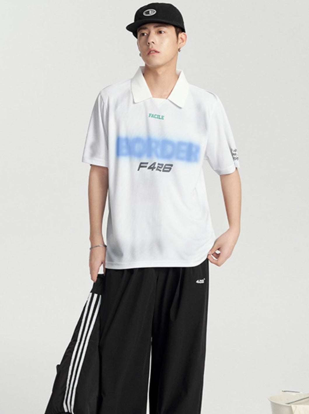 Short Sleeve Tee With Polo Neck