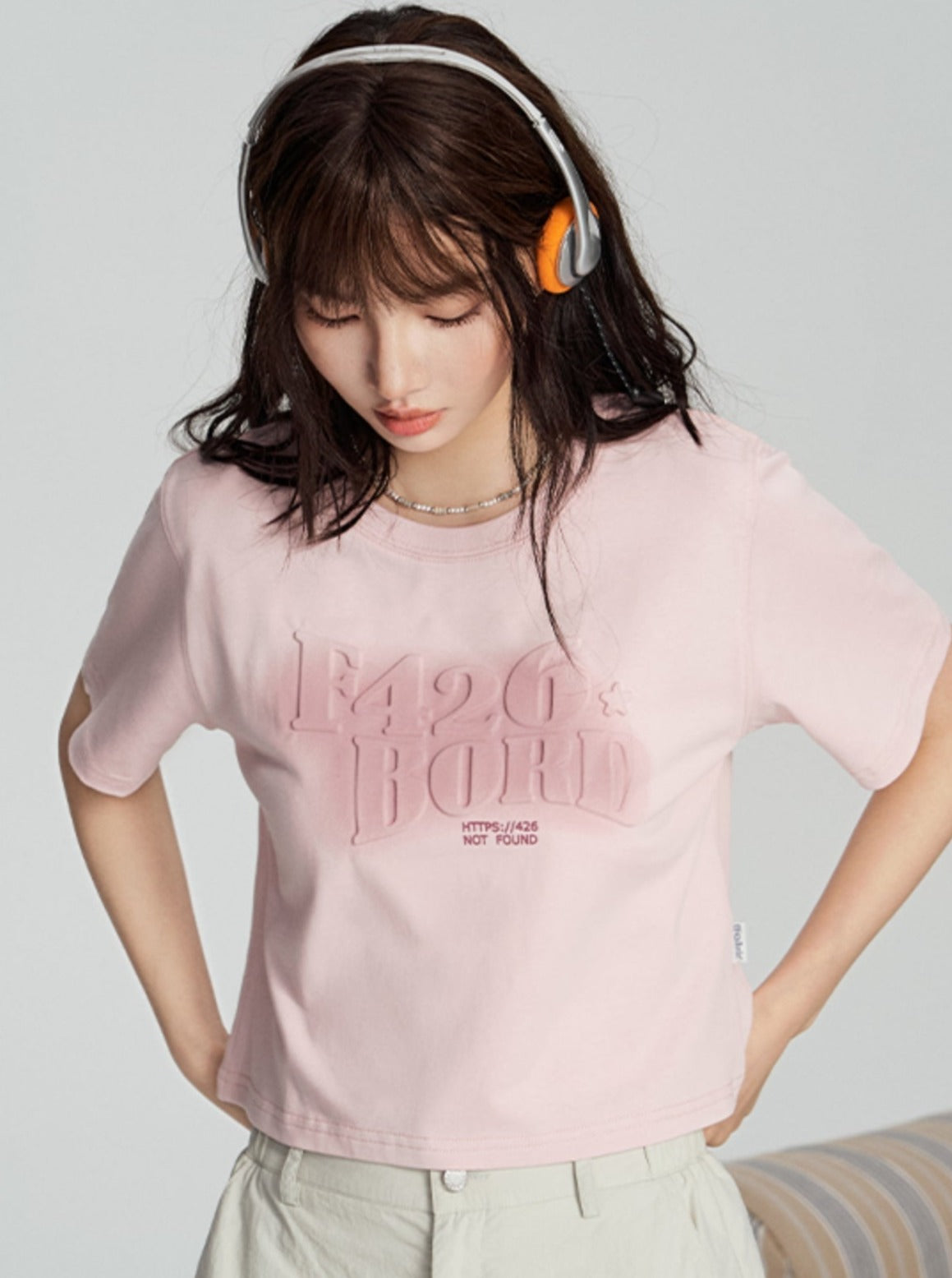 Tee With Embossed Letter Design