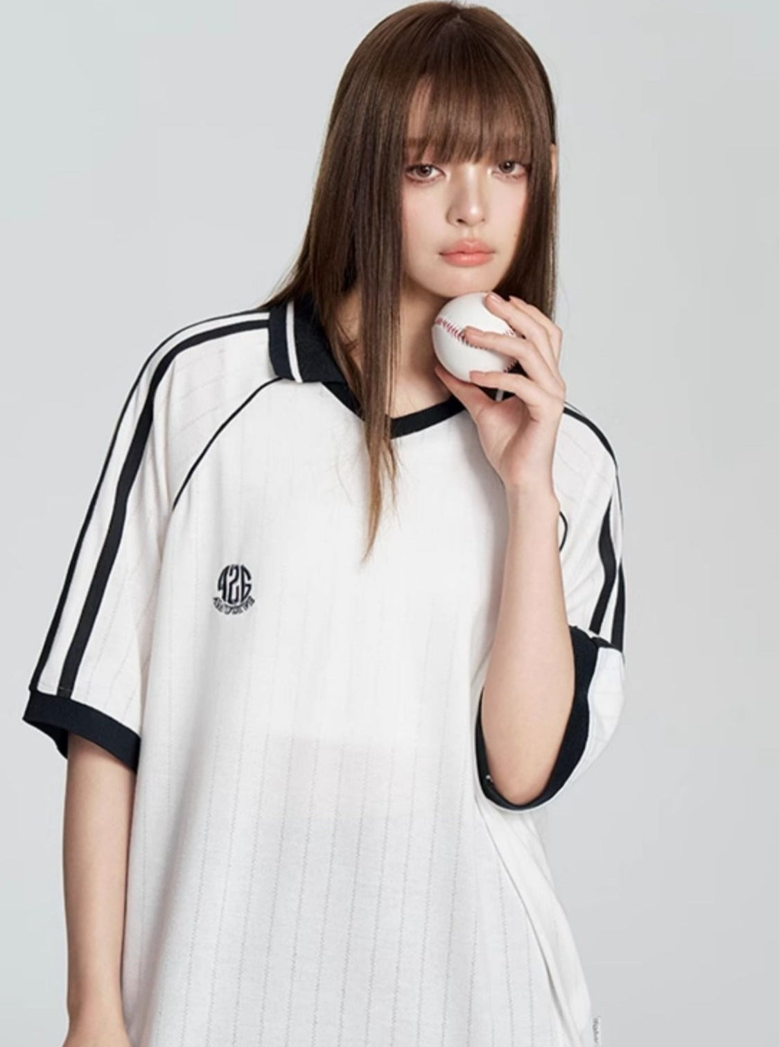 Striped Polo Neck Tee