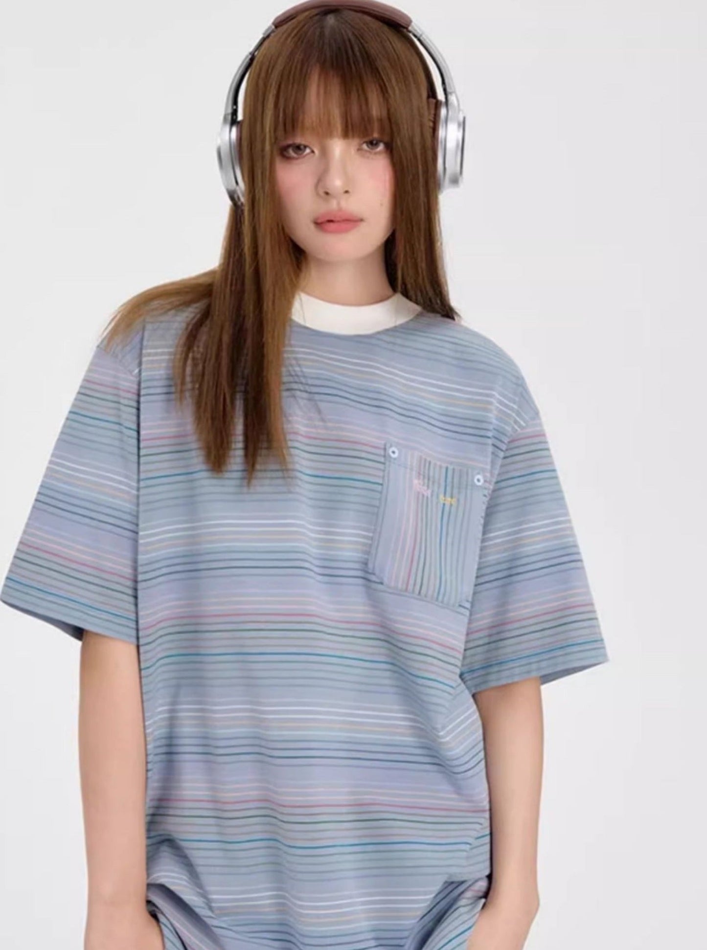 Striped Logo T-Shirt For Summer