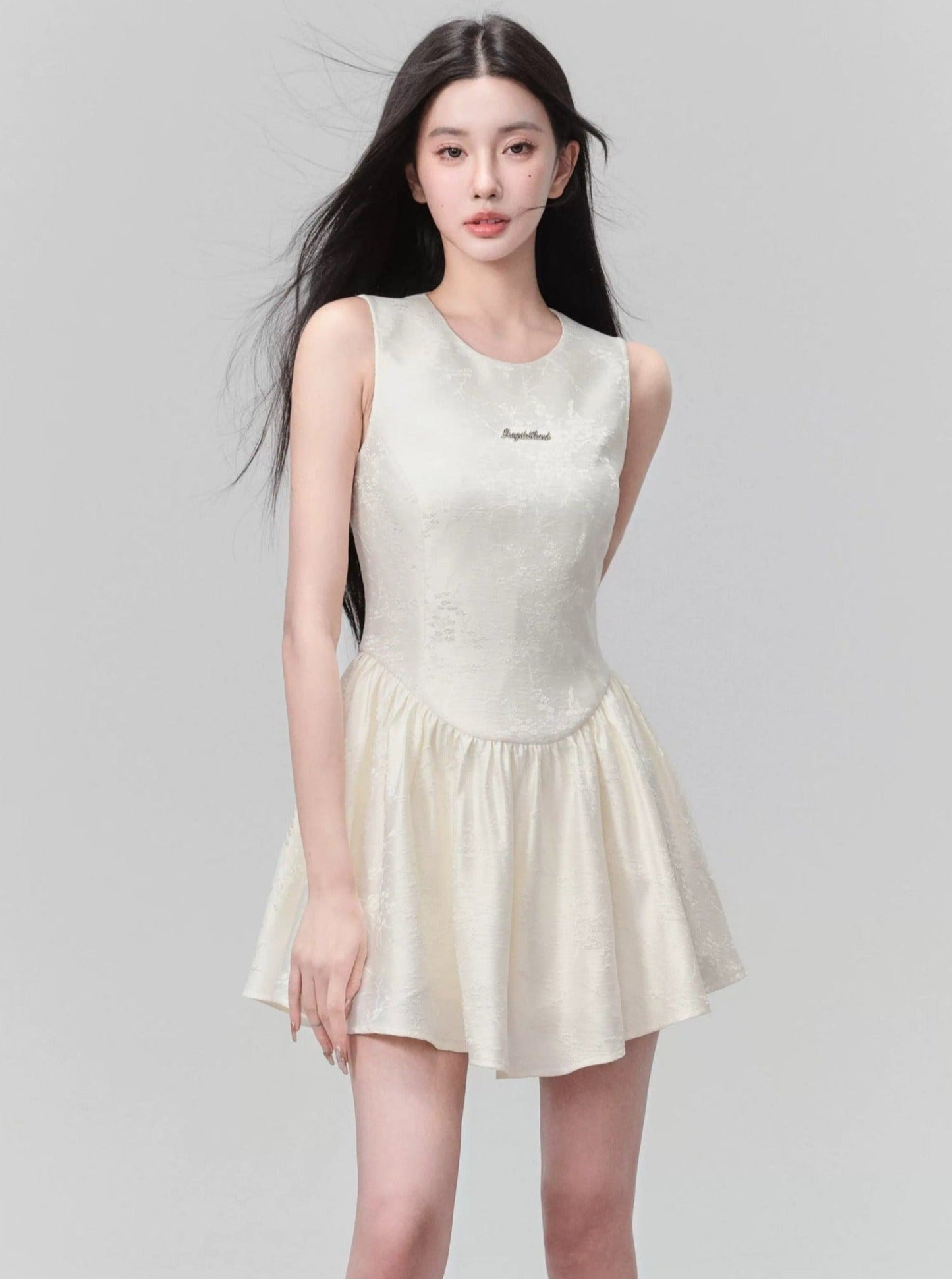 White Sleeveless Fit and Flare Mini Dress