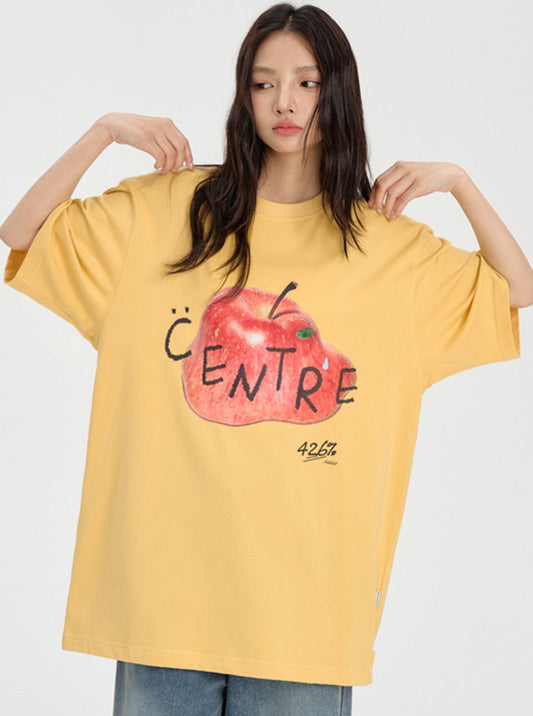 Melting Apple Graphic Tee In Loose Fit