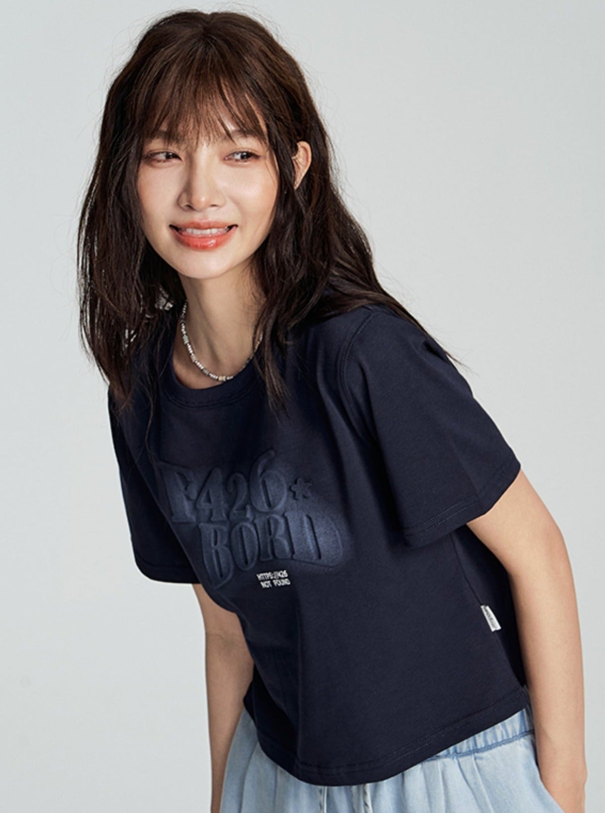Tee With Embossed Letter Design