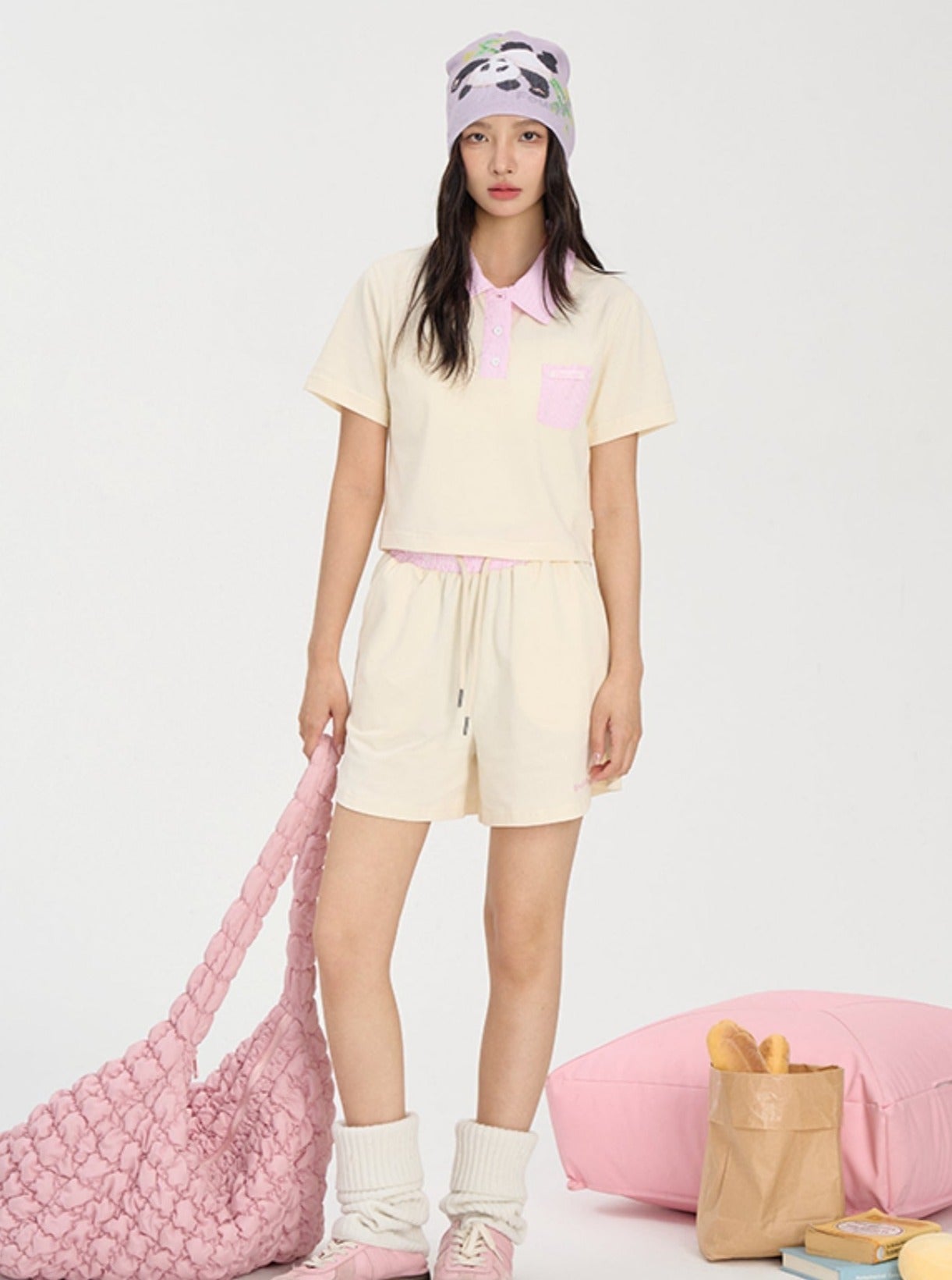 Striped Stitching Shorts