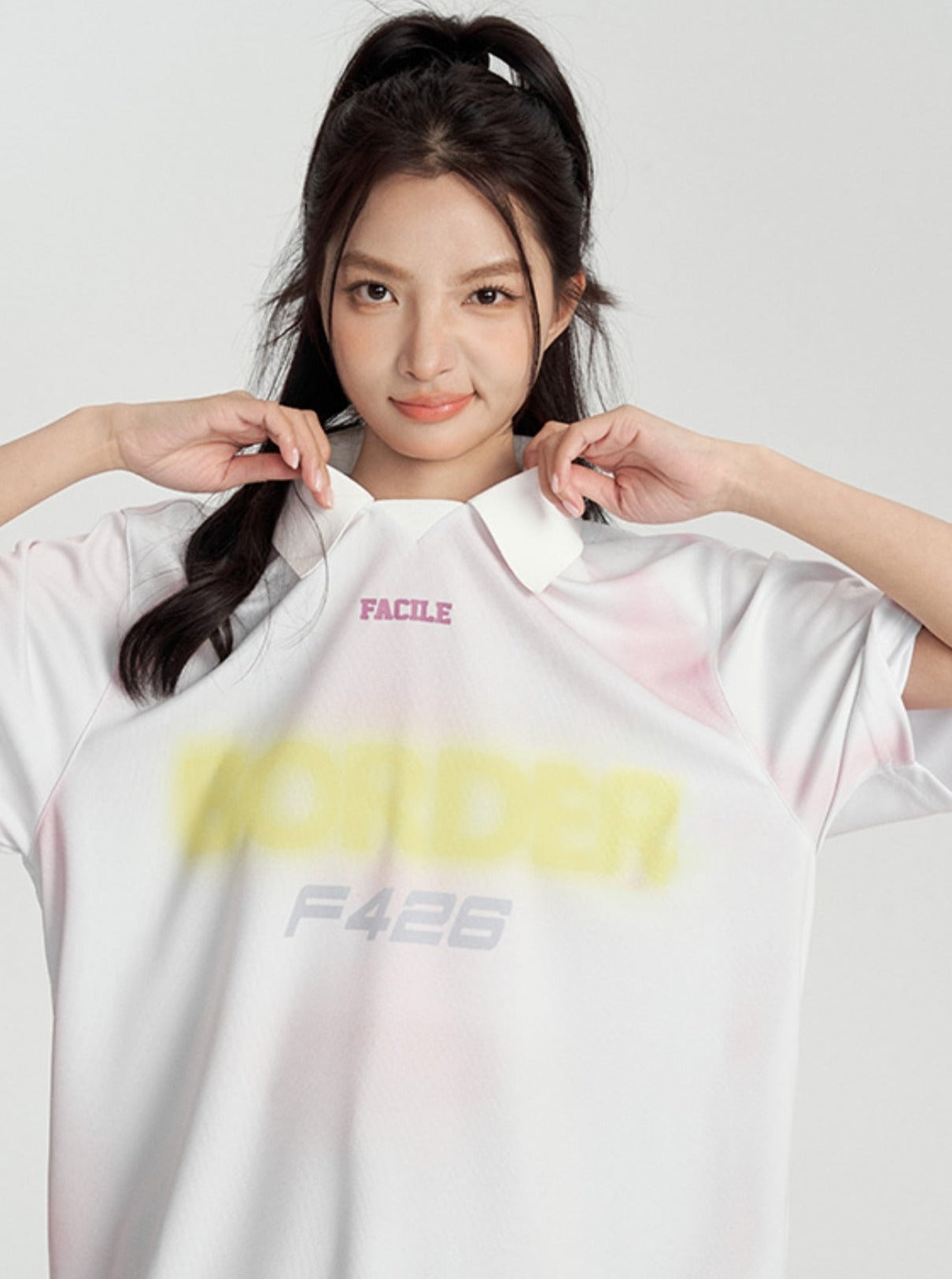 Short Sleeve Tee With Polo Neck