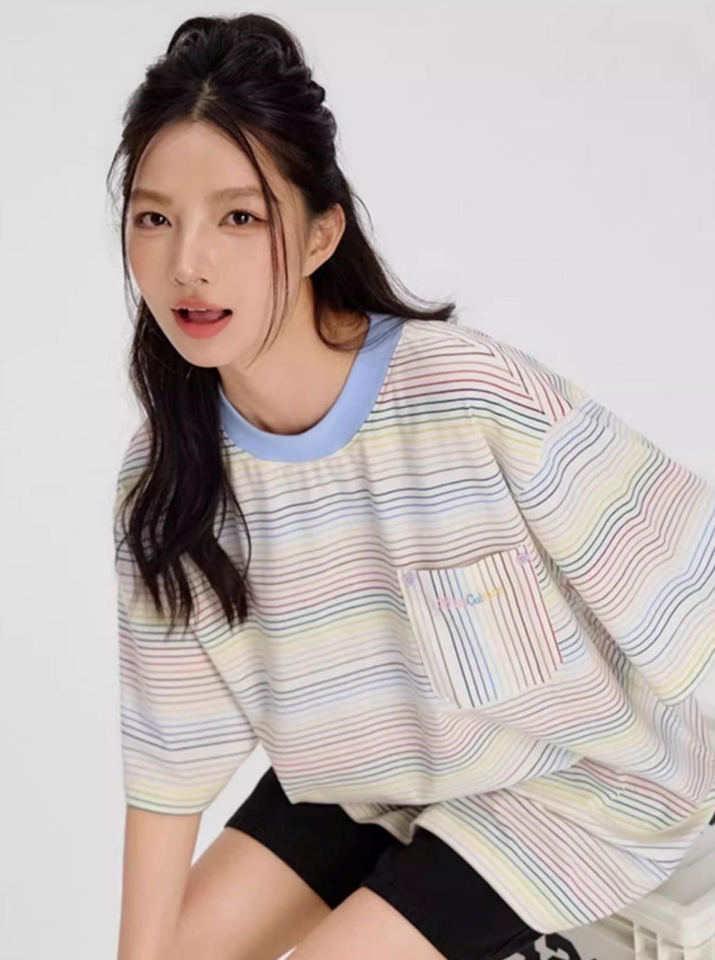 Striped Logo T-Shirt For Summer