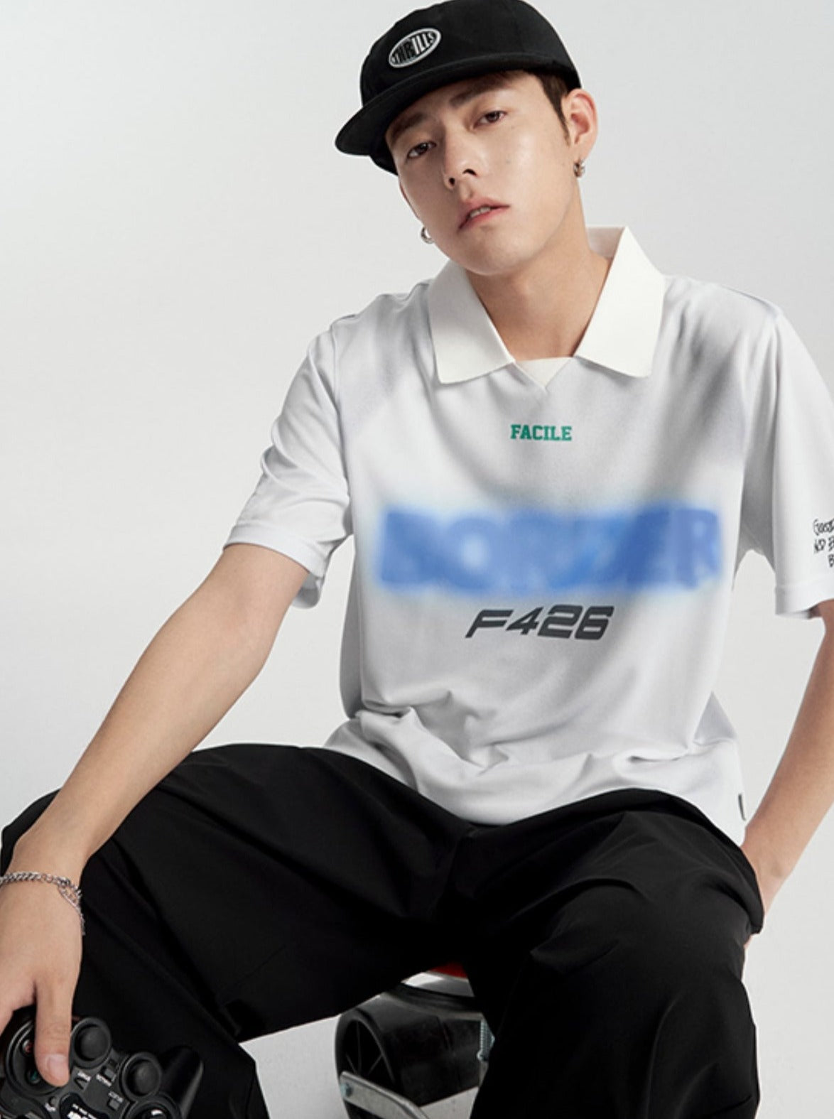 Short Sleeve Tee With Polo Neck