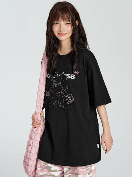 Embroidered Puppy Short Sleeve Tee