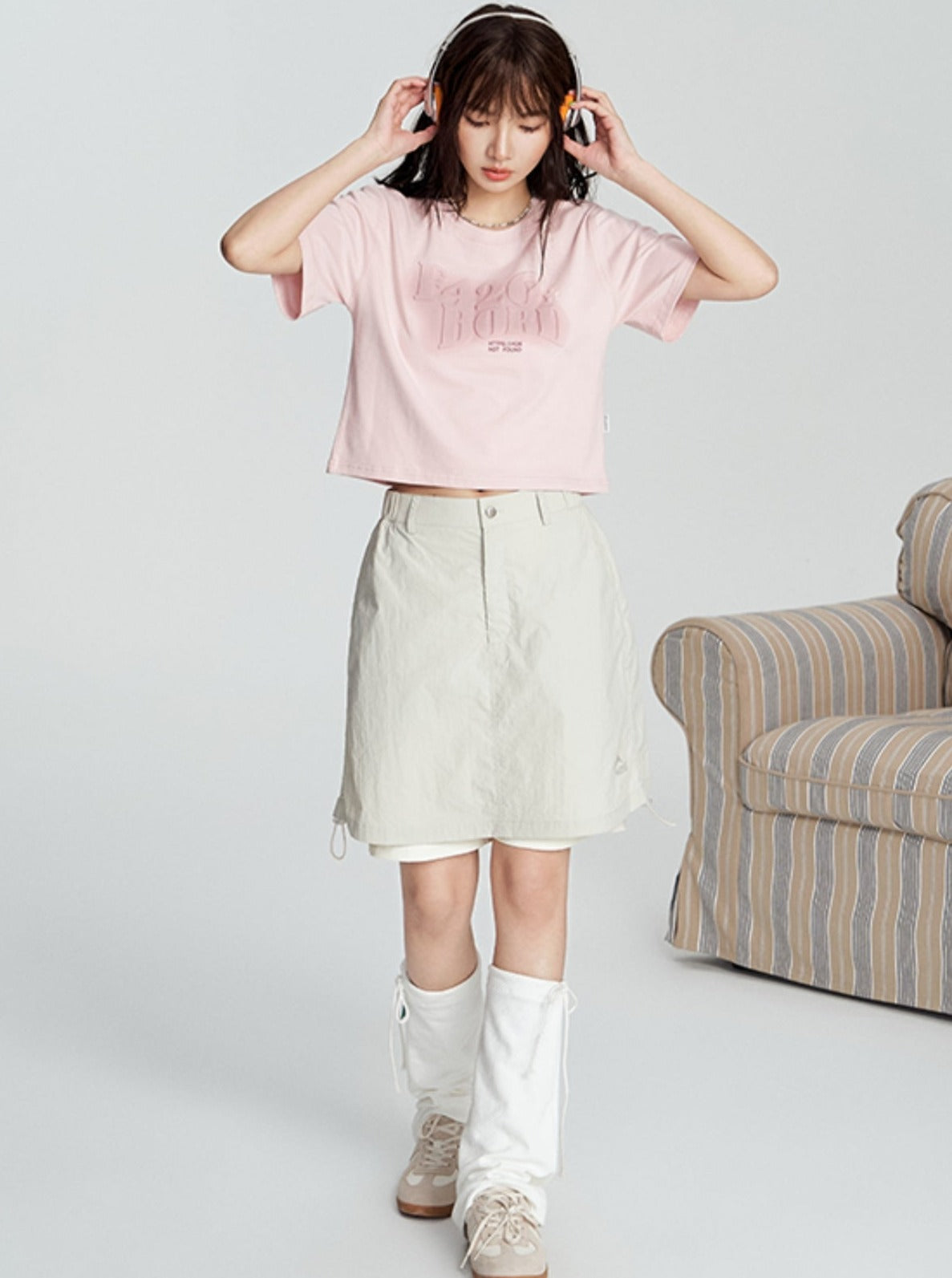 Tee With Embossed Letter Design