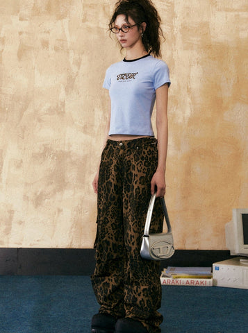 American Retro Leopard Print Casual Pants