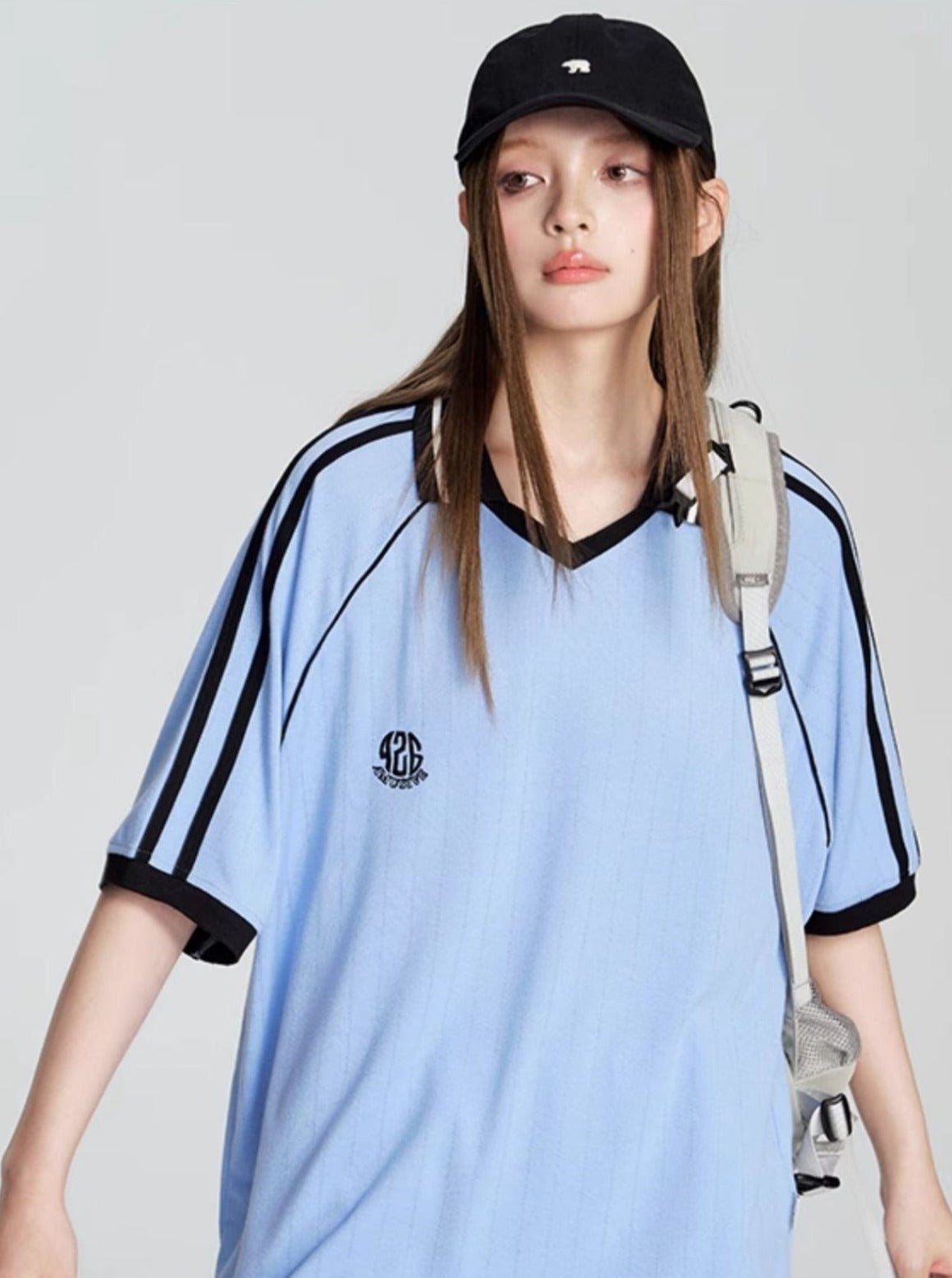 Striped Polo Neck Tee