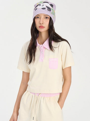 Polo Collar Short Top & Pants Set