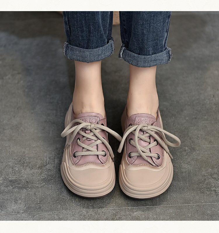 Casual Color Blocking Round Toe Lace-up Shoes