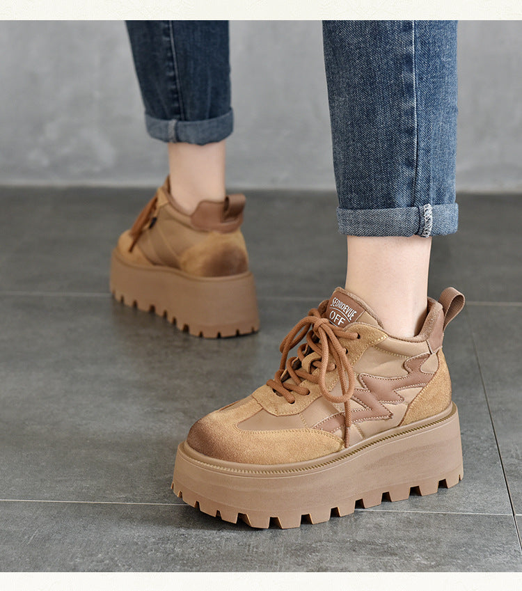 Vintage Leather Thick Bottom Shoes